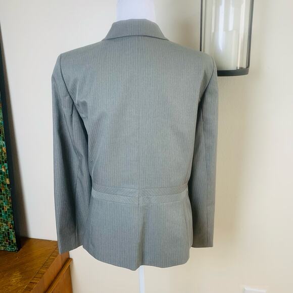 Kasper Size 16 Women's Pinstripe Blazer Jacket Gray Single Button Office Career - Picture 2 of 11